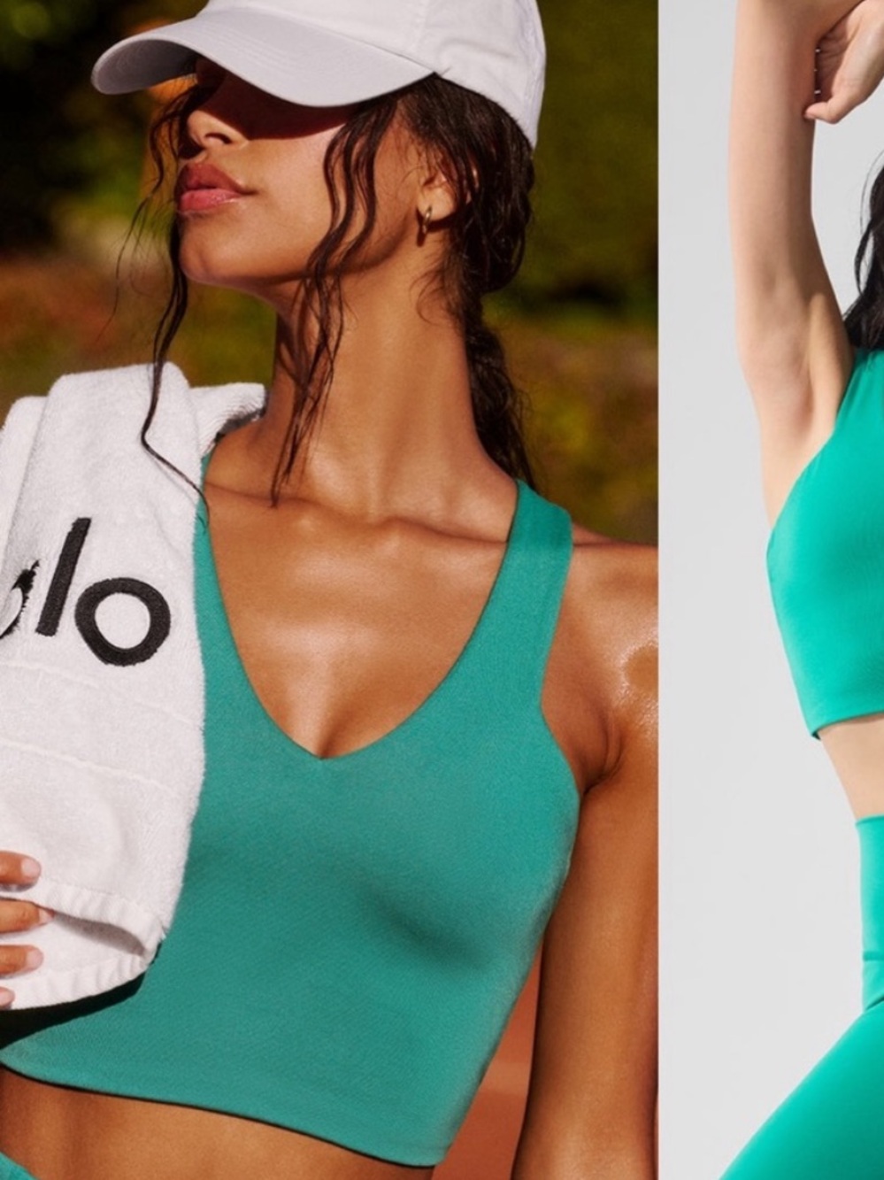 ALO Yoga Racerback V-Neck Crop Tank - Teal worn only a few times
